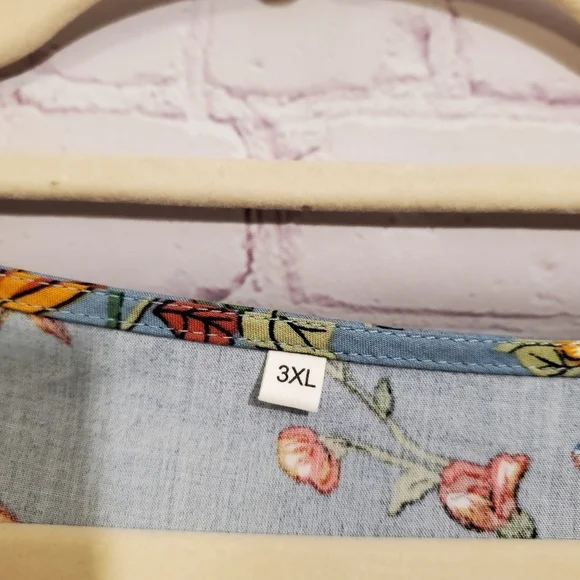 YESNO Casual Loose Bohemian Short Sleeve Floral Dress Long Maxi - Picture 3 of 6